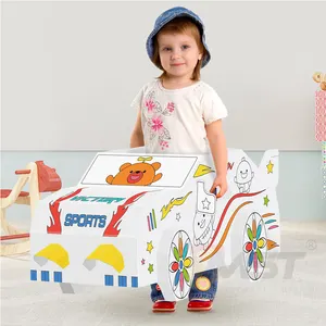 Handmade Assembled Wearable Dress Up Game 3D DIY Doodle Role Play Cardboard Painting Cartoon Car For Children Drawing