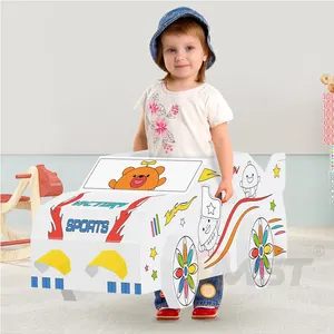 Handgemachte zusammen gebaute tragbare Dress Up Spiel 3D DIY Doodle Rollenspiel Pappe Malerei Cartoon Auto für Kinder Zeichnung