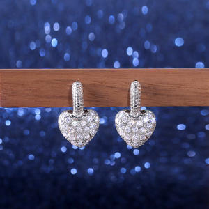 Pendientes de diamantes con corte de corazón en oro blanco para mujer, estilo romántico de boda, diamantes blancos naturales de color D - Product Image 4