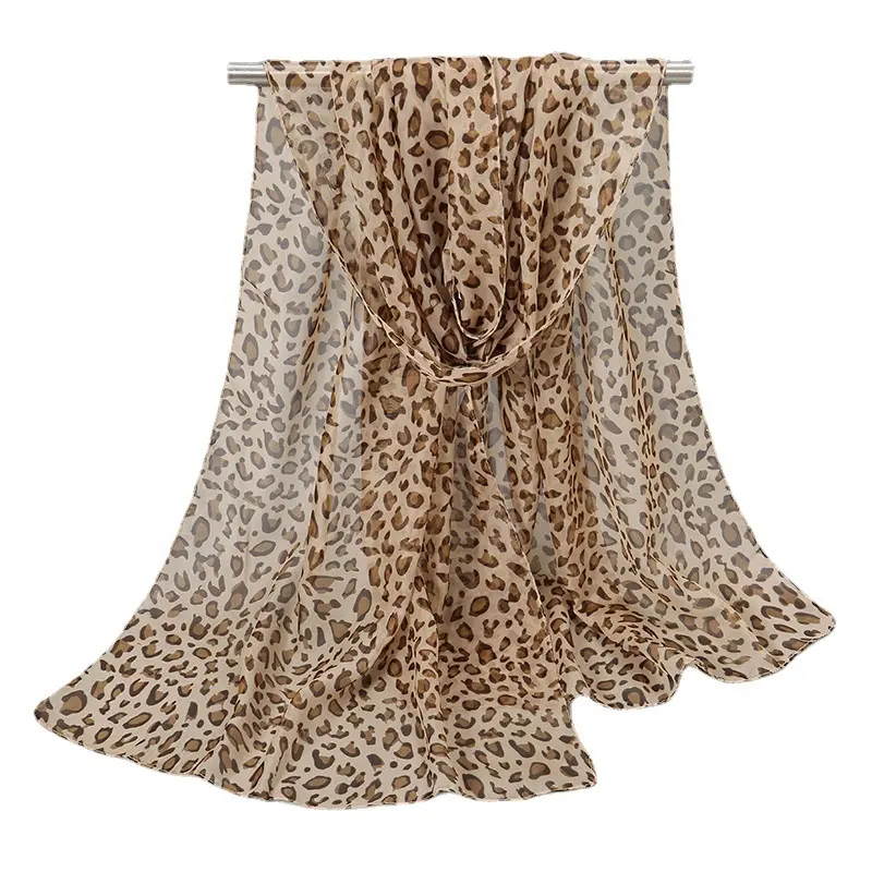 Schlussverkauf großer Leoparddruck chiffon-Schal 2024 islamisch muslimisch Premium-gedruckte chiffon-Schals und Schals