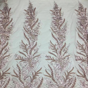 Tissu floral en dentelle à paillettes, robe de soirée en dentelle fantaisie de luxe - Product Image 5