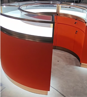 Vitrine ronde rouge personnalisée en verre pour bijoux, vitrine pour montres, vitrine pour meubles, kiosque pour bijouterie