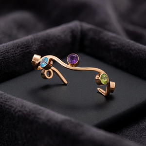 Boucles d'oreilles en laiton faites à la main, bracelet ethnique unisexe plaqué or - Product Image 3