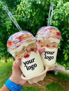 Vasos de Plástico Redondos de 16oz y 24oz con Logotipo Personalizado, Ecológicos, para Té Boba, Contenedor para Rebanadas de Pastel, Diámetro 98mm, Venta al Por Mayor - Product Image 1