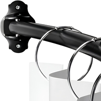 Tringle de Douche Courbe Noire Ajustable et Extensible en Métal Chromé pour Salle de Bain et Hôtel