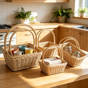 Cesto in vimini di salice naturale con robusto manico ad anello, ideale <span class=keywords><strong>per</strong></span> la raccolta della frutta, il servizio del <span class=keywords><strong>pane</strong></span> e come elemento decorativo <span class=keywords><strong>per</strong></span> la casa - Product Image 3