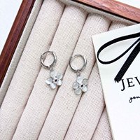 Koreanische Mode Statement Süße Vierblättrige Kleeblume Zirkon Vergoldete 925 Silber Ohrringe Schmuck Luxus Klassisch Party