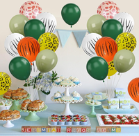 30 ballons imprimés animaux vert sauge et vert olive de 12 pouces (4 types) pour fête sur le thème du safari en jungle, fournitures pour baby shower