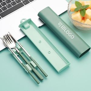 Ensemble de couverts de voyage réutilisables en acier inoxydable 18/10 pour étudiants, baguettes portables et cuillères de service avec boîte - Product Image 6