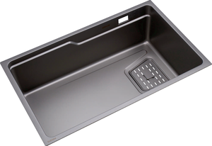 Évier de cuisine trapézoïdal en acier inoxydable SUS304 Nano Silver 690x425mm, cuve unique avec passoire et planche à découper - Product Image 6