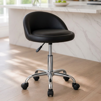 Tabouret de bar JOHOOFURNITURE en cuir PU noir, siège rond ergonomique et réglable, vente en gros, tabouret de bar pour comptoir de cuisine