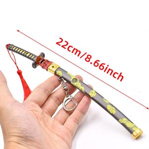 Alta calidad 22cm modelo de juego Valorants Metal espada llavero ONI Mini Katana con funda de eyección - Product Image 4