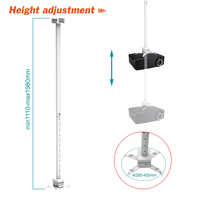Support de plafond universel professionnel Charmount pour projecteur, inclinable (-15° à 15°), réglable en hauteur, en acier inoxydable, avec câble
