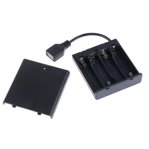 带开/关开关和盖的USB A母连接器电缆4 * AA黑色电池座6v电池盒