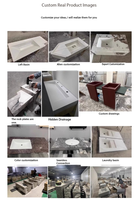 Meuble de salle de bain mural moderne double couche en ardoise, résistant à l'eau, avec miroir LED et vasque en céramique intégrée