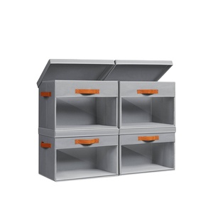 Lot de 4 bacs de rangement cubiques avec couvercles, fenêtre transparente et poignées – Organisateur de vêtements minimaliste pour armoire et rangement domestique - Product Image 1