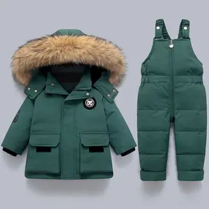 Fur Collar Baby Parkas Children Outerwear Winter Down Snowsuit Overalls And Overlls Children Warm Light Coat For Boys Girls