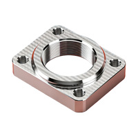 Raccord en cuivre rouge usiné avec précision OEM, à bride carrée filetée, 4 trous de fixation taraudés, haute conductivité thermique