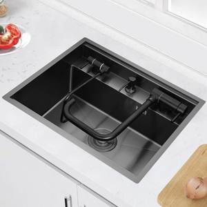 Mini Fregadero de Cocina Oculto de Acero Inoxidable Negro Nano, Cubierta de un Solo Tazón para Bar, Fácil de Limpiar, Modelo Noah Ark JM, 1 Año de Garantía - Product Image 1