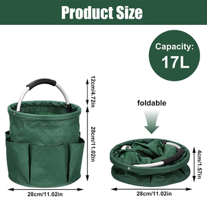 <b>Garden</b> Cleaning Bucket Organiser with Handle 6 Pockets Caddy <b>Storage</b> Bag for Outdoor Camping Home Gardening Harvest Basket - Product Image 3