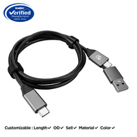 Harga Pabrik Kabel USB4.0 2 in 1 40Gbps 8K 60Hz USB Tipe A ke Tipe C dengan Selubung PVC untuk Penggunaan Komputer