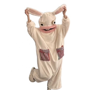 <span class=keywords><strong>Pigiama</strong></span> Intero Divertente da <span class=keywords><strong>Coniglio</strong></span> Bianco per Donna, in Morbido Flanella con Zip, Caldo per l'Inverno e Halloween, Tuta da Notte per Casa - Product Image 1