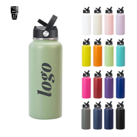 Bouteille d'eau isotherme en acier inoxydable à double paroi, à large ouverture, pour le sport, avec logo personnalisé, 18 oz et 32 oz