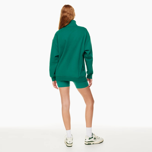 Sudadera de mujer de invierno con lavado ácido, forro polar de punto, media cremallera, logotipo personalizado, manga larga, cuello alto, oversize - Product Image 2