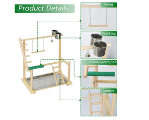 Özel kuş oyun alanı doğal ahşap küçük orta papağan Playstand Pet kuş besleyici levrek <span class=keywords><strong>stand</strong></span>ı tohum bardak merdiven - Product Image 4
