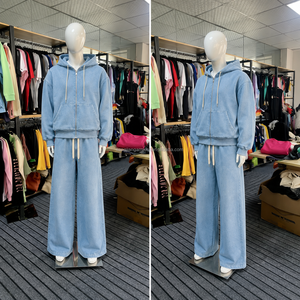 Set Felpa con Cappuccio e Pantaloni Tuta Vintage Personalizzati Effetto Usurato da <span class=keywords><strong>Uomo</strong></span>, 500 GSM Cotone, Etichetta Privata, MOQ 50 - Product Image 3