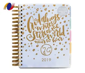 Free Sample Custom 2022 Hardcover Spiral Journals Planner Diary Notebook Agenda with Dividers Pocket Printing Jiayuan 19214-1