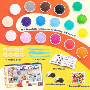 Kit de 18 couleurs d'argile plastique et d'argile auto-durcissante faits <span class=keywords><strong>à</strong></span> la main pour enfants – Créez vos propres aimants de réfrigérateur – <span class=keywords><strong>Pâte</strong></span> <span class=keywords><strong>à</strong></span> <span class=keywords><strong>modeler</strong></span> fabriquée <span class=keywords><strong>en</strong></span> Chine - Product Image 4