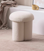 Disen FURNITURE Pouf moderne en tissu bouclé en laine d'agneau en forme de petit champignon pour salon, chambre à coucher, canapé, coin