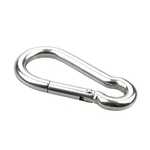 OEM ODM Carabiner baja tahan karat kustom dengan Diameter 10mm 40mm dan kait klip jepret pegas gesper perangkat keras panjang 90mm