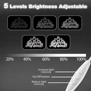 Letrero Luminoso LED <span class=keywords><strong>de</strong></span> Neón 'Mis 15 Quince' para Cumpleaños, Quinceañera, Colección <span class=keywords><strong>de</strong></span> Neón Personalizada, Luces LED, Pantalla Electrónica - Product Image 6