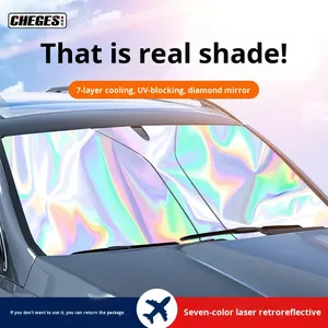 Wholesale <b>Car</b> <b>Interior</b> Front Windshield Sunshade Board Laser Summer Heat Insulation Made Aluminum Foil ZY-Y01 Aluminum Foil Suns - Product Image 4
