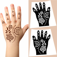 Pochoir de tatouage au henné pour enfants OEM personnalisé peinture couleur dos de la main autocollants de faux pochoirs de tatouage temporaire étanche pour enfants