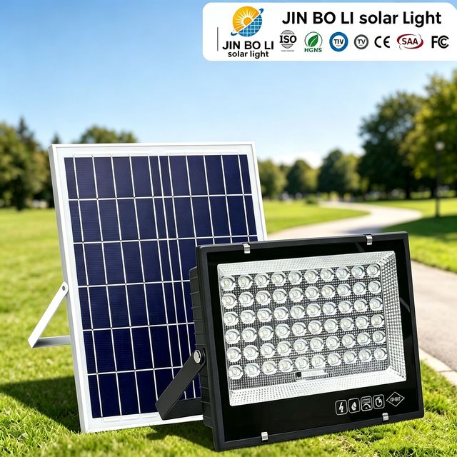 Solar Flood Light Outdoor ABS Waterproof Fence Powered Lights Energy Saving IP67 Garden Street Lighting LED Remote Control