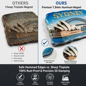 Imán de Refrigerador Personalizado de Aluminio 3D en Relieve, Duradero, de Sídney, Australia, 2x3 Pulgadas, Recuerdo de Viaje para Decoración de Cocina, Bar y <span class=keywords><strong>Hogar</strong></span> - Product Image 2