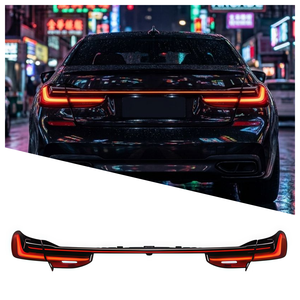 Pour BMW Série 7 G12 Ensemble de feux arrière pour anciens nouveaux modèles 12V <span class=keywords><strong>LED</strong></span> <span class=keywords><strong>jaune</strong></span> à travers Running & Turn Signal ABS avec lentille rouge et claire - Product Image 1