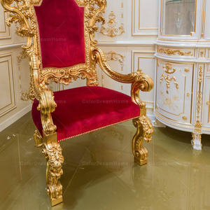 Fauteuils luxueux en tissu <span class=keywords><strong>rouge</strong></span> royal pour la décoration intérieure Chaise du trône du roi à dossier haut bon marché pour la fête de mariage - Product Image 5