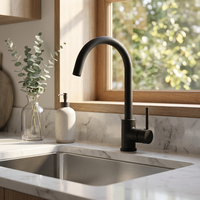 Robinet de cuisine en caoutchouc noir, mitigeur rotatif, robinet Torneira Cozinha, robinet d'eau chaude et froide, poignée unique, robinet de cuisine Goumert