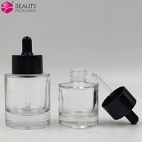 Clair 10ml 15ml 30ml 40ml 50ml rond cosmétique visage cheveux verre sérum pompe huile essentielle flacon compte-gouttes avec bouchon noir