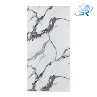 Panneau mural en marbre blanc gris brillant, revêtement UV, composite PVC, résistant aux rayures, pour intérieurs