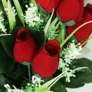 Offre Spéciale Personnalisé Artificiel 24 Tête <span class=keywords><strong>Rose</strong></span> Bud Bush Artificielle Cimetière Fleurs Grave Bouquets - Product Image 2