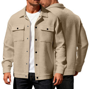 Chemise décontractée à carreaux jacquard pour homme, coupe ajustée, col rabattu, boutonnée, avec poches, taille européenne, automne-hiver - Product Image 3