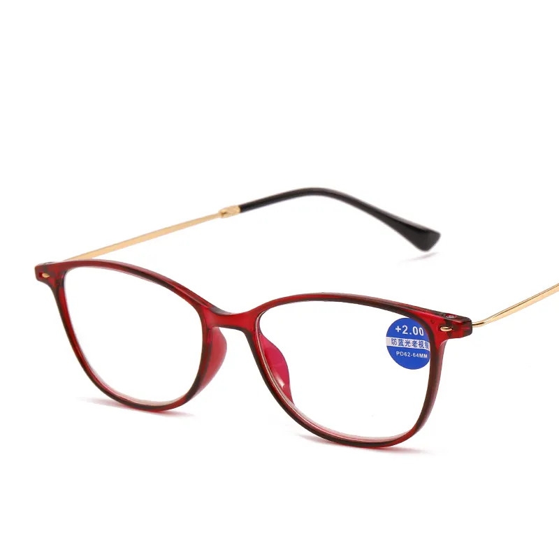 Gafas de lectura correctoras para mujer, lentes de marco de metal con borde completo, menos 90502, con filtro azul, venta al por mayor, 250