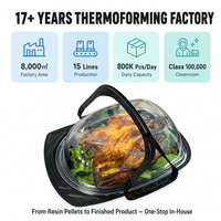 Conteneur alimentaire jetable en PP noir de qualité alimentaire, empilable, pour poulet rôti, emballage personnalisé pour vente en gros