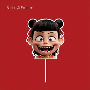 Décorations de gâteau Nezha au miel et à la douceur, en papier, style chinois, pour fête d'anniversaire, avec roues de feu - Product Image 4