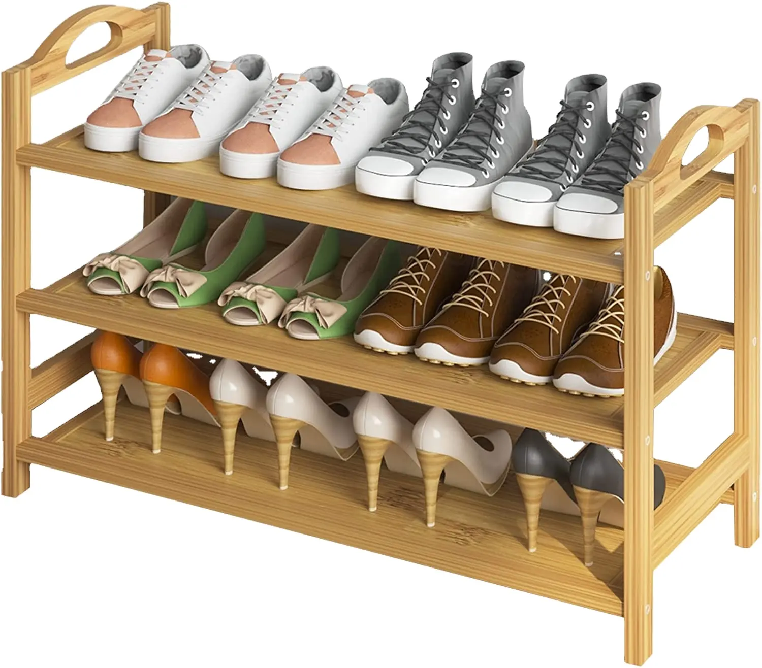 Étagère à chaussures en bambou 3 niveaux organisateur de stockage étagère de stockage étagère à chaussures d'entrée présentoir à chaussures